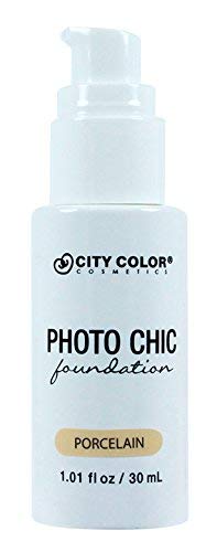 CITY COLOR COSMETICS Photo Chic Liquid Foundation | Oil Free Medium To Full Coverage, Combination Oily Skin (Porceline)