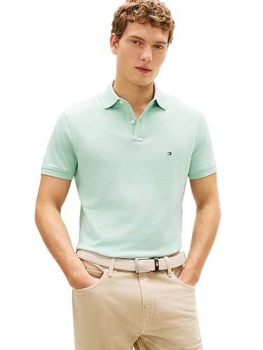 Image of Tommy Hilfiger Men's Short Sleeve Polo Shirts in Regular Fit With Stretch and Organic Pique Cotton