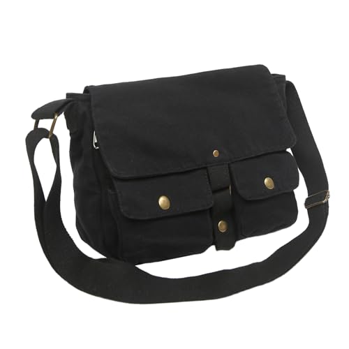 AFGWK School Vintage Canvas Messenger Bag for Men Crossbody Shoulder