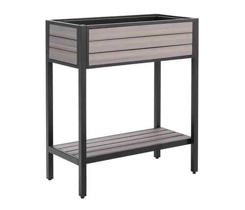 Dehner Hochbeet Houston, schmales Balkonhochbeet, 87 x 76 x 38 cm, Volumen 40 l, Kunststoff/Aluminium, grau