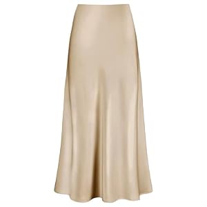 Women’s Satin High Waisted Maxi Skirts Hidden Elasticized Waistband A Line Long Skirt