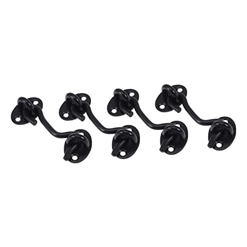 VILLCASE 4piezas Gancho Para Ventana Contra Tormentas De Acero Inoxidable Negro Ganchos Resistentes y Duraderos Para Fijar Ventanas Tormentas