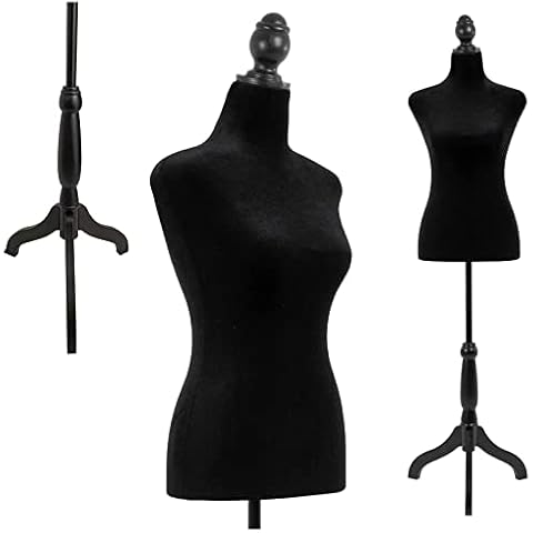 Female Dress Form Mannequin Torso Adjustable Mannequin Stand Realistic Mannequin Body Display with Tripod Stand for Clothing Dress（Black） Cover
