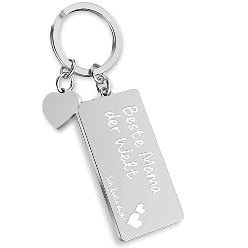 FUMUM Schlüsselanhänger Auto mit Gravur- Beste Mama der Welt, Ich liebe dich! - Stylisch Schlüsselanhänger Metall Glücksbringer Mutter Geschenk für Mama Oma Cover