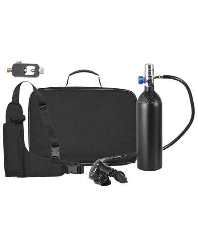 VEVOR Scuba Tank, 1L Portable Diving Tank, Diving Oxygen Cylinder Support 15-20 Minutes Underwater Breathing, 98.43 ft Diving Depth, Refillable Snorkel Air Tank Kit for Underwater Exploration Rescue