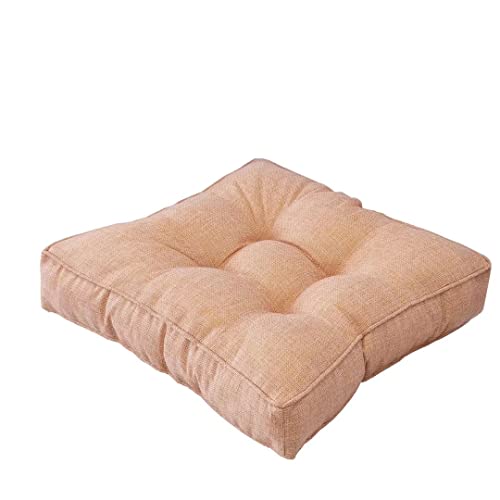 Almohada cuadrada grande para suelo, cojín de lino para asiento de yoga para decoración del hogar y el jardín, perfecto para fiestas, 40 cm, color champán, asiento cómodo y elegante