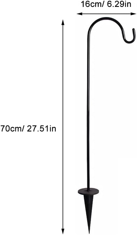 DECHOUS 2Pcs Outdoor Shepherd Hooks 27 Inch Black Garden Hanging Stakes Shepherd Stand Plant Hanger for Solar Lanterns, Bird Feeders, Planters, Courtyard Decor