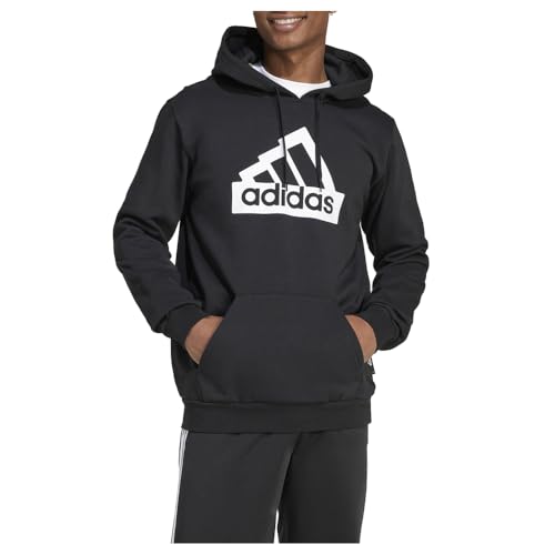 Image of adidas Mens Modern Essentials Graphic Hoodie Training Casual Hood - Black - Size L, Black, L