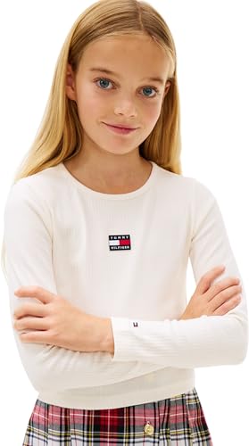 Tommy Hilfiger Girls Heritage Flag Rib Knit tee LS KG0KG09065 White (Ancient White) 24 Month