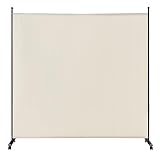 Giantex 6Ft Tall Room Divider with Rollers White- 73' Wide Freestanding Lightweight Folding Partition Privacy Screen, Wall Partition Divider and Separator, Single Panel Room Dividers with Wheels