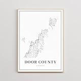 MG Global Minimalist Poster of Door County Wi Wisconsin USA | 11x17 12x18 16x24 24x36 Modern Hometown Unframed Print | Minimalism City Wall Art for Gift | Black & White Home Office Decor