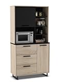 Cuenta con varios estantes, tres cajones y dos compartimentos con puerta para organizar todos tus utensilios de cocina.