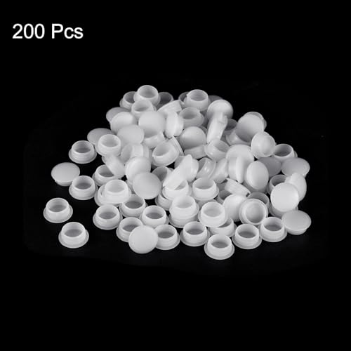 Image of uxcell 200Pcs Screw Hole Plugs, 12mm(15 /32 inch) Dia Plastic Snap in Locking Hole Covers Flush Type Caps for Furniture Cabinet Cupboard, Clear