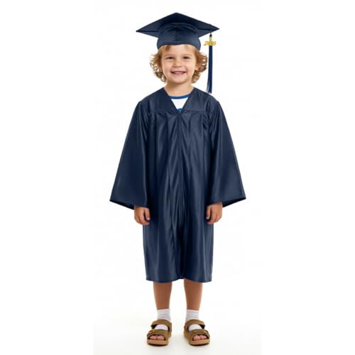 Image of Shiny Preschool Kindergarten Graduation Cap Gown Set for Kids With 2026 2025 Tassel Charm