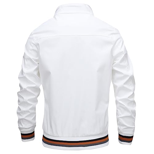 Blouson aviateur léger col montant blanc automne printemps