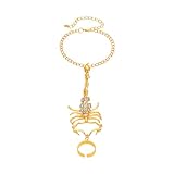 Generisch Pulseras Conjuntos Pareja Joyería Mujer y Adolescente, Reptil, esclavo, arnés de mano, borla, cadena, gótico, ajustable 4 hombres conectados pulsera múltiples anillos, talla única, Metal