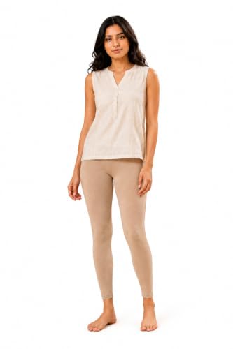 Image of Women's Cotton Lycra Ankle Length Leggings | Regular Rise, Soft 4 Way Stretch Fabric | Casual & Ethnic Wear