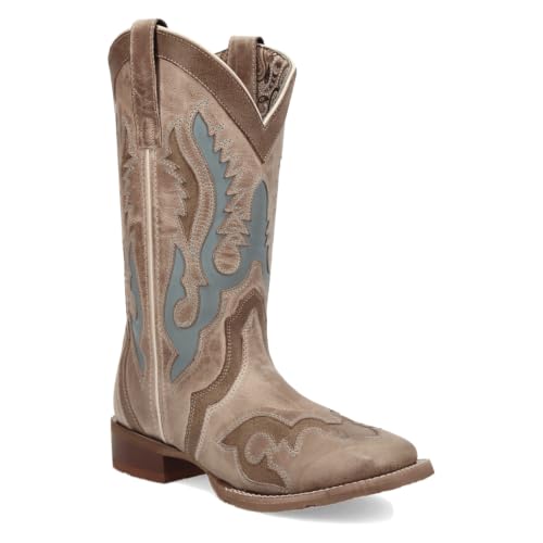 Laredo Womens Ardena Square Toe Pull On Casual Boots Mid Calf Low Heel 1-2" - Brown - Size 9 M