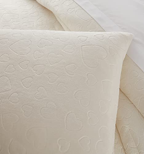 Olivia & Finn | Plush Hearts Collection | Soft Cozy Flannel Plush Microfiber Kids Comforter Set, Twin, White, 2 Pieces #TOP6