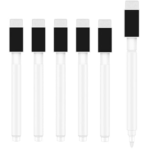 Beautifultracy 5 Pcs White Dry Erase Markers Magnetic Dry Erase Marker with Eraser Cap Mini Dry Erase Markers for Blackboard (5) Cover