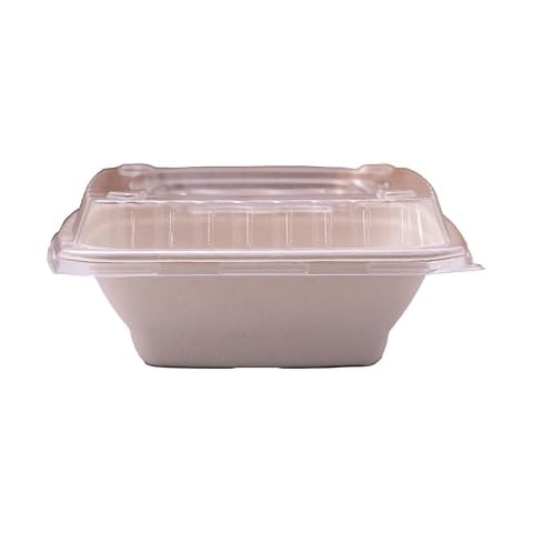 Goboxad Paper Bowls 24 oz - Disposable Heavy Duty Compostable Square Bagasse Bowls for Salad, Chili, Poke, Burrito, Cereal, Pasta, Dessert, Biodegradable Meal Prep Containers with Lids, 25 Pack Cover