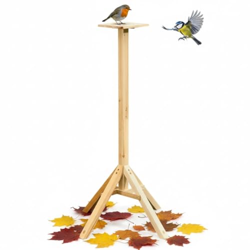 Melko Vogelhausständer aus unbehandeltem Holz für Vogelhaus Futterhaus Vogelhäuschen, 66,5 x 66,5 x 105 cm