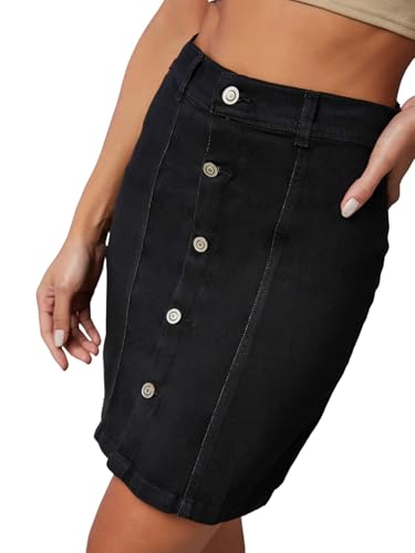 Image of Dolce Crudo Women's Flared High-Rise Stretchable Denim Maxi Skirt