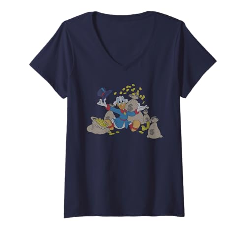 T-shirt col V Picsou Disney femme avec imprimé graphique Scrooge McDuck