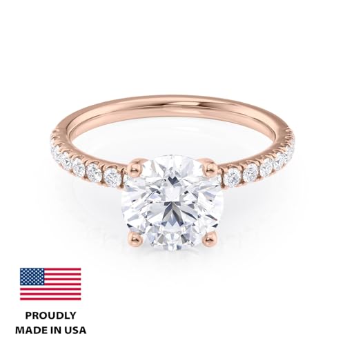 2 to 6 Carat Moissanite Engagement Ring for Women - 1/4 Carat Round Natural Diamond - 14k Gold Ring (G-H/SI, G-H/SI, cttw, DEW) Wedding Promise Size 4 to 11 Made in USA3