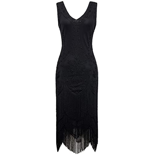 Image of BABEYOND 1920s Flapper Dress Roaring 20s Great Gatsby Costume Dress Fringed Embellished Dress