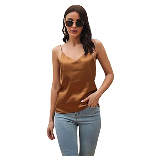 WINDEHAO Caraco sexy en satin pour femme, col en V, couleur unie, dos ouvert, caraco ample sans manches Cover