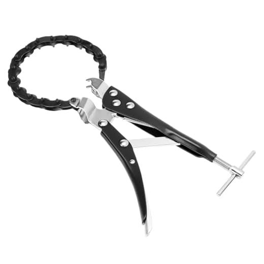 QWORK Tailpipe Cutter, Exhaust Tube Chain Cutter, Black Carbon Steel Chain Exhaust Pipe Cutter Tool with Pipe Cutter Chain/Cutting Wheels