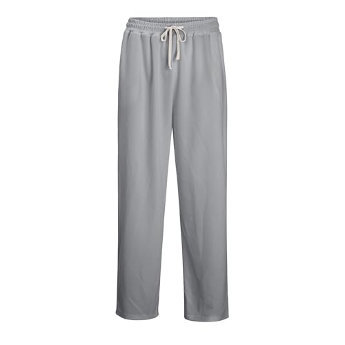 Baggy Sweatpants Men Waffle Pants Wide Leg Textured Trousers Drawstring Waist Loose Fit Breathable Hiking Sweatpants3