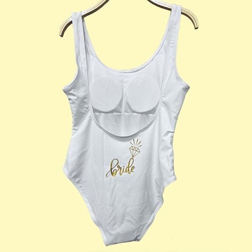 Woman Bride Bride Tribe Gold Letter Back Print Swimwear Swimsuit One Piece Swimming Bareback High Cut Removable Pad Bodysuit3