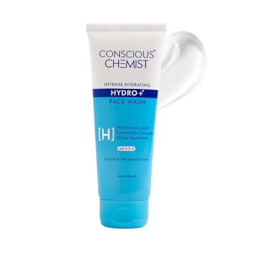 Image of Conscious Chemist Gentle Face Wash for Dry Skin | 100ml | Hydrating Cleanser for Face with Hyaluronic Acid, Ceramides and Ginseng Extract, Treats Dull and Dehydrated Skin for Women & Men - Hydro+