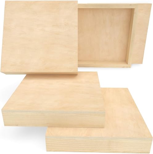 ARTEZA Wooden Canvas Board, 8x8 Inch, Pack of 5 | Cradled Birch Panels for Painting, Acrylic Pouring, Encaustic Art & Wood Burning