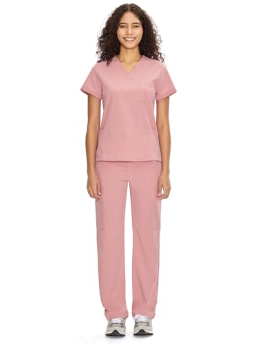 COZYFIT Scrubs for Women Set Medical Uniform - V-Neck Top & Straight Leg Pants with 9 Pockets, Unisex Workwear COZY SCRUBS