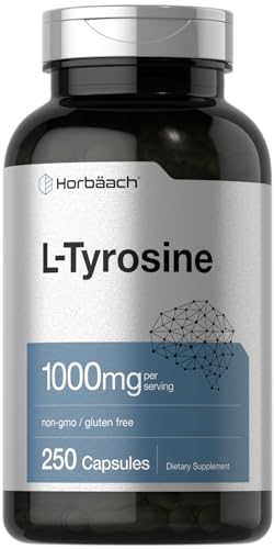 Horbach L-Tyrosine 1000mg | 250 Capsules | Amino Acid Supplement | Non-GMO & Gluten Free