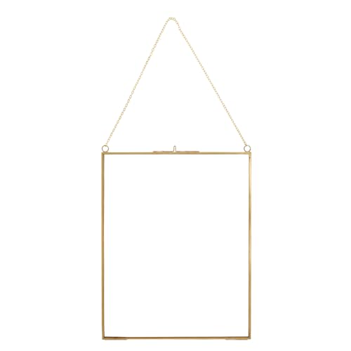 BETIMFAN Floating Picture Frame for Pressed Flower Horizontal or Vertical Hanging Frame Double Clear Glass Floating Photo Frame with Metal Chain for Artwork Display(Vertical Version)