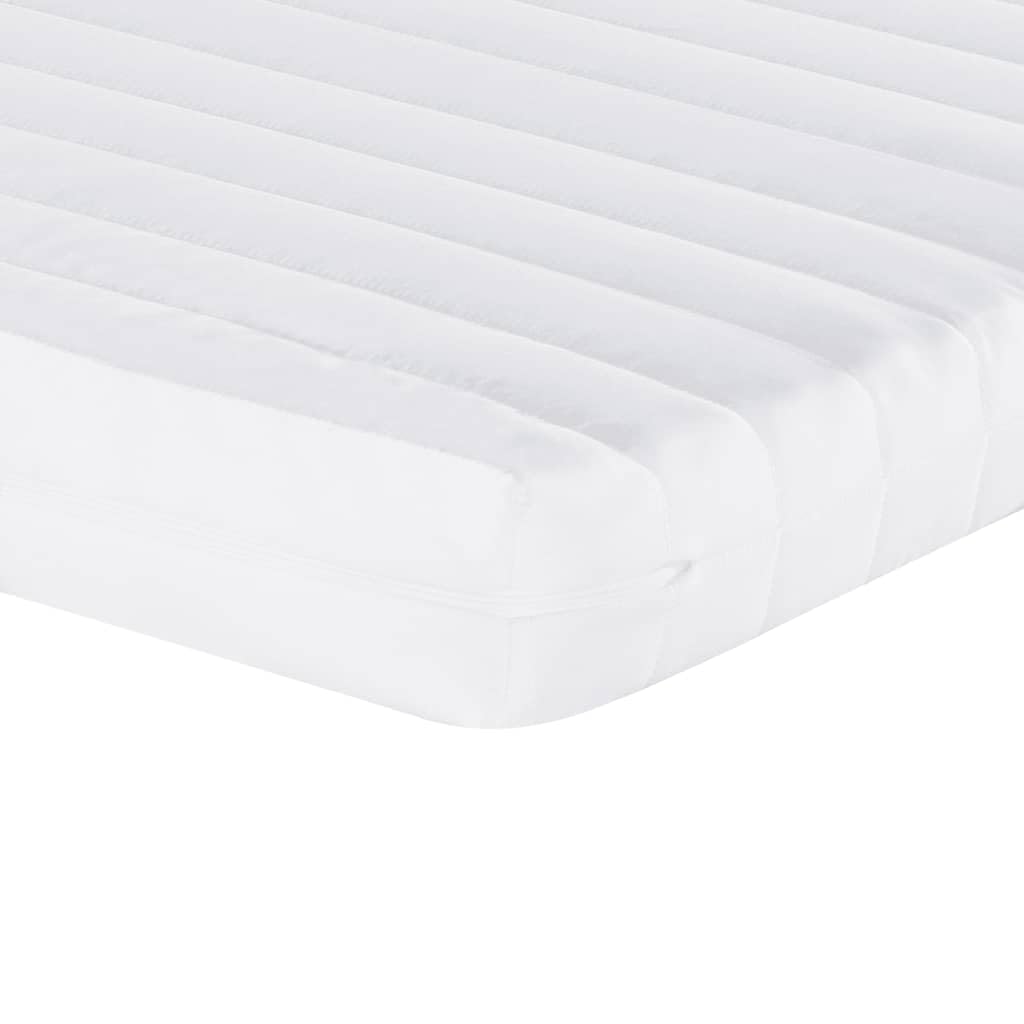 Materac piankowy 90 x 200 cm 7-strefowy 20 ILD | 3-warstwowa konstrukcja, pianka PU 24D, obicie w kolorze brzoskwiniowo-różowym, odciążające