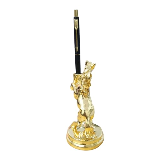 Image of ARNAVIRA 24 Gold Plated Horse Pen Holder | Paperweight For office Table Desk, Table Top Pen Stand (Pen Not Included) (Horse Pen Holder)