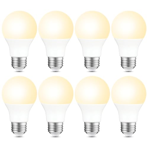 Sigalux 8 Pack A19 LED Light Bulbs, 60W Equivalent Soft White 2700K, 750 Lumens Non-Dimmable LED Bulbs, Efficient 8.5W, 10000 Hours Long-Lasting E26 Base Standard Bulbs for Bedroom Living Room Kitchen