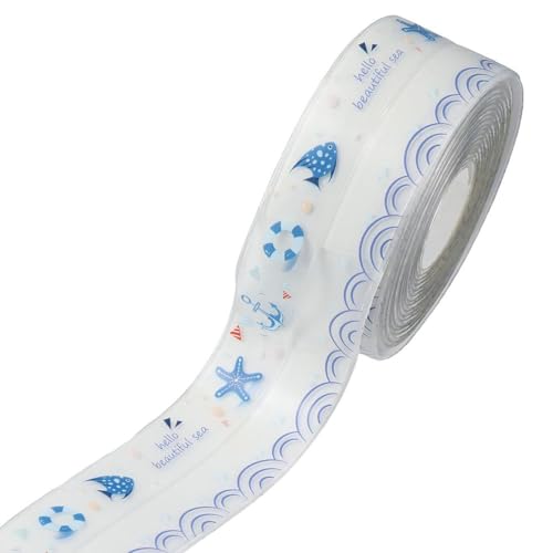 Image of FEIYING Kitchen & Bath 1.5 inch X 10.5' Transparent Oil-Proof Sealant Tape Decorative Self Adhesive Caulk Strip Tape Floor Wall Edges