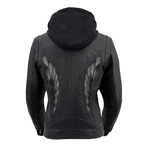 Image of Milwaukee Leather Women's Premium Leather Motorcycle Riding Jacket With Removable Hoodie Liner