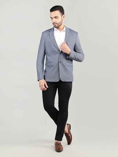 Image of CHKOKKO Men Checked Winter Wear Regular Fit Coat BlueMelange