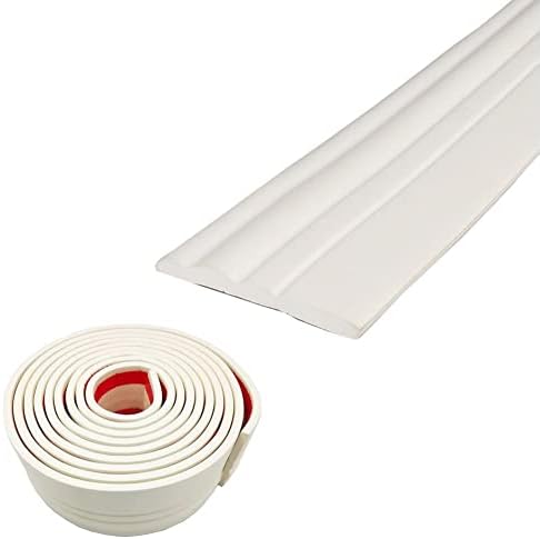 5M Flexible Foam Baseboard Molding Trim,Self Adhesive Wallpaper Border,3D Wall Trim Line, Waistline Trims Stickers,Foam Safety Strips for Baby(Milky White)