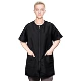 Pumtus Waterproof Pet Grooming Workwear, Short Sleeves Dog Grooming Smock, Hairdresser Uniform with Full Zipper & Pockets, Anti-Static Professional Stylist Jacket for Barber Salon Pet Shop (X-Large)