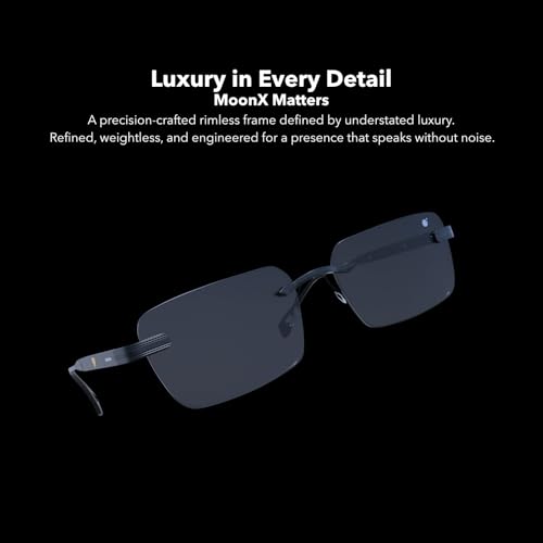 Image of MOONX Matters S1 Rimless Sunglasses for Men & Women | UV Protection | Lightweight Metal Frame | Black PC Lens | Stylish Unisex Eyewear