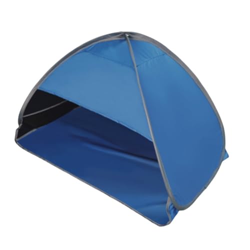 NbgrvB Tienda de campaña portátil con reposacabezas para playa y exteriores, revestimiento plateado o tela de vinilo, resistente al viento, con soporte para teléfono, 70 x 50 x 45 cm, color azul