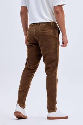 Image of SNITCH Men's Slim Fit Mid Rise Full Length Textured Trousers